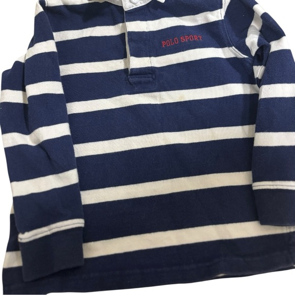 Vintage Ralph Lauren Polo USA Rugby Shirt Navy White Stripes Boys 4T - Picture 5 of 9